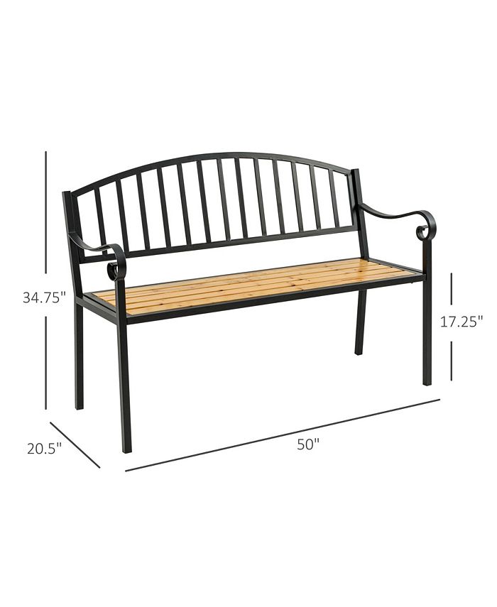 Outsunny 50" Garden Bench, Patio Loveseat with Antique Backrest, Wood