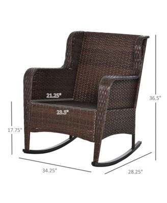 Wicker Rocking Chair, Outdoor Rocker w/ Cushions, Wine