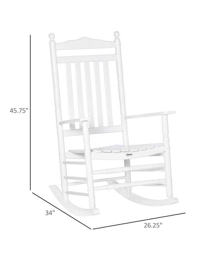 Outsunny Traditional Wooden HighBack Rocking Chair for Porch, Indoor/Outdoor, White Macy's