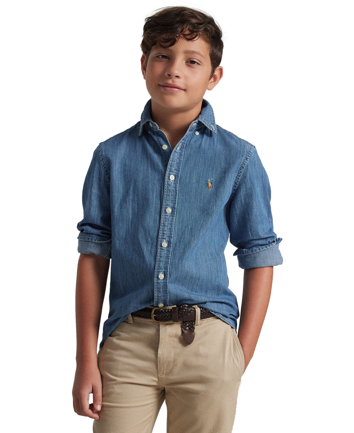 Polo Ralph Lauren Kids' Big Boys Cotton Chambray Sport Shirt In Dark Blue