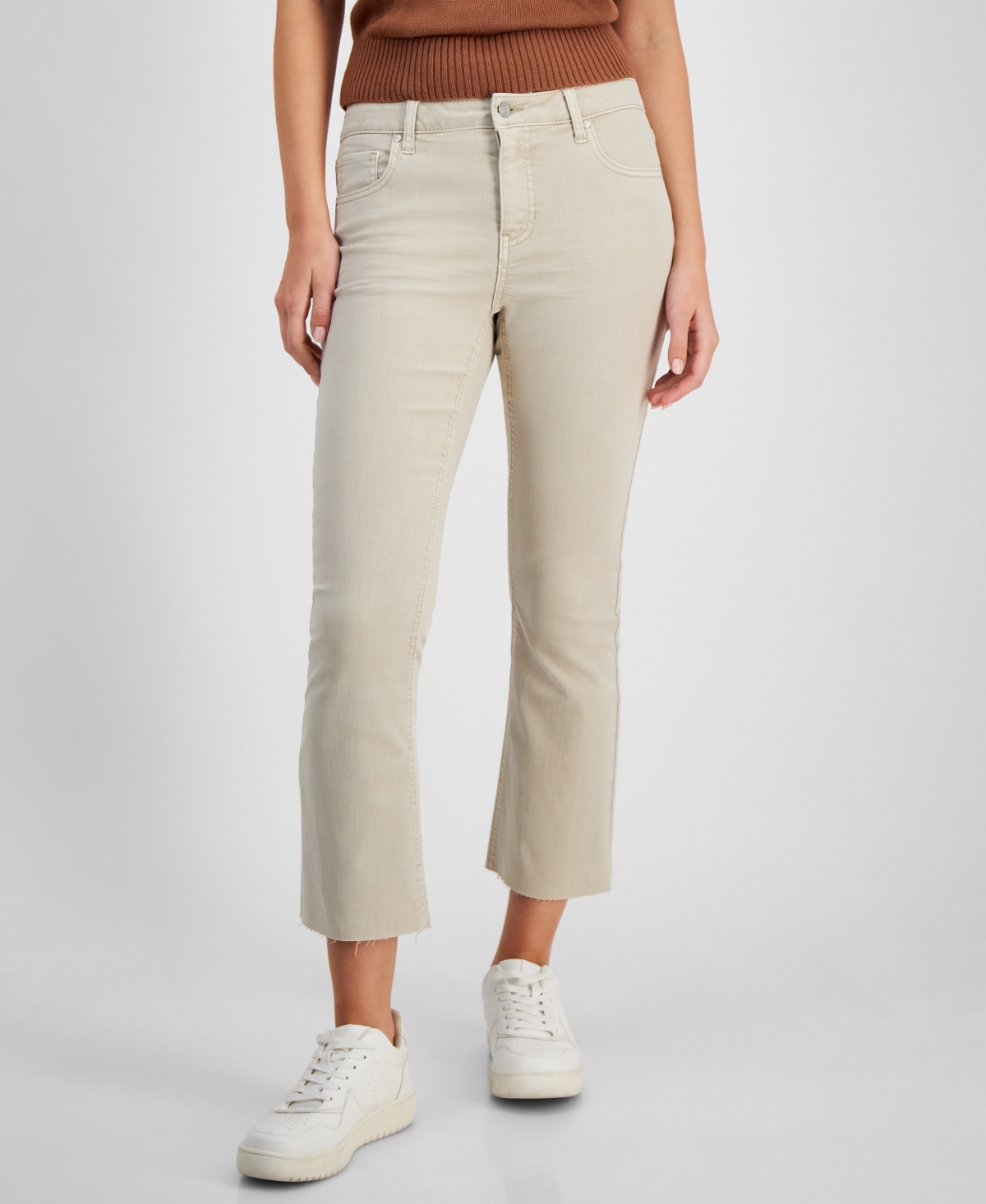 And Now This Women's Cropped Flare-leg Frayed Jeans In Light Stone