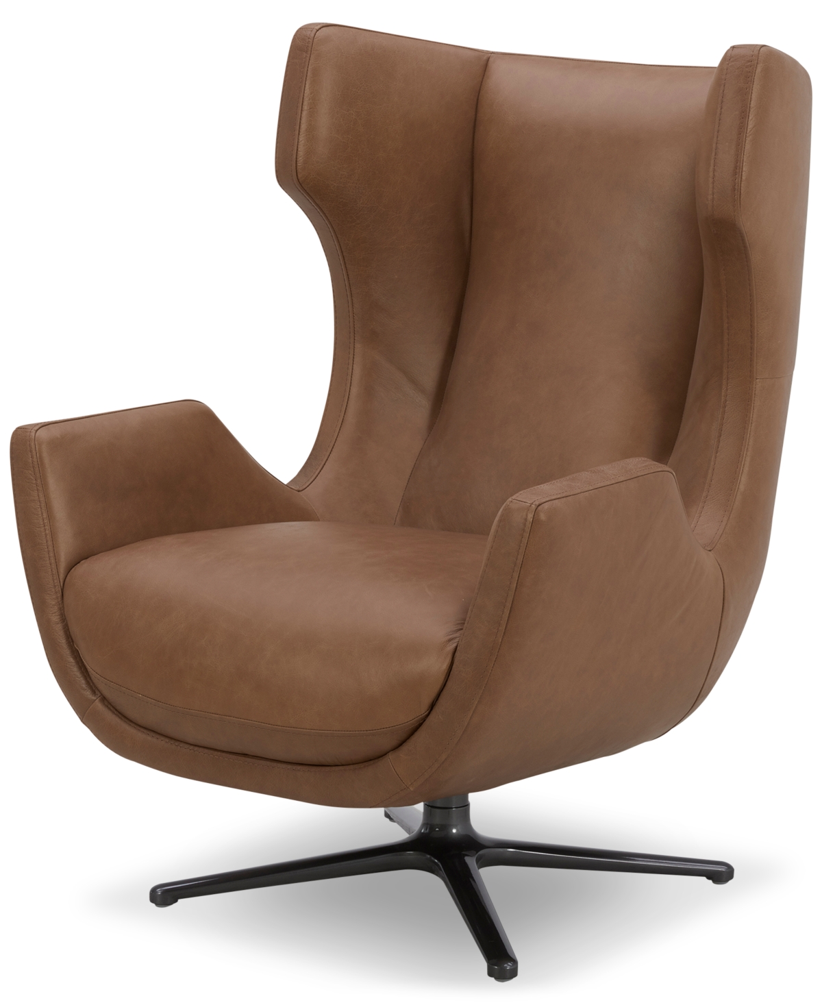 Furniture Adney 31" Leather Swivel Accent Chair, Created For Macy's In Camel