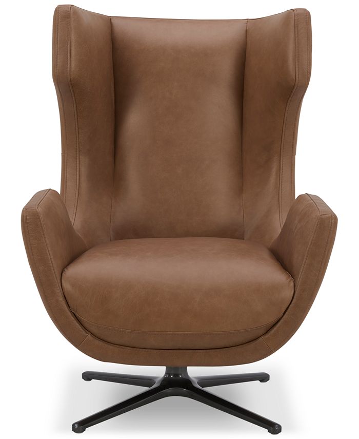 Furniture Adney 31" Leather Swivel Accent Chair, Created for Macy's
