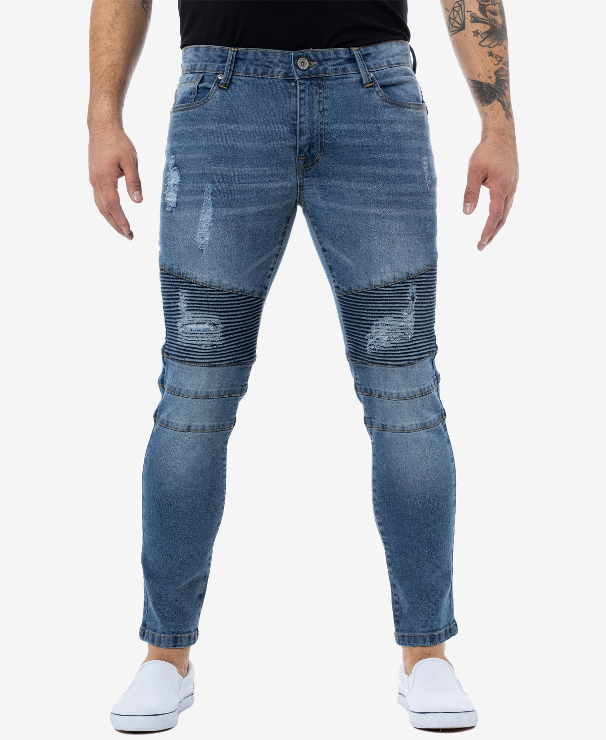 X-Ray Men's Regular Fit Moto Jeans