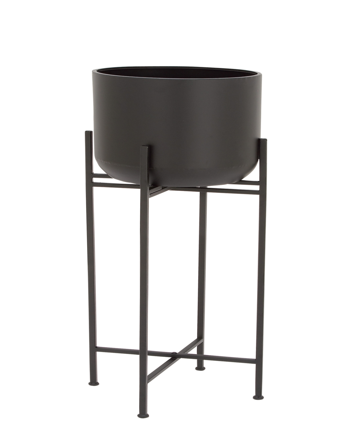 Rosemary Lane Black Metal Indoor Outdoor Planter With Removable Stand, 12" X 12" X 42" In Black