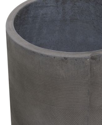 Gray Ceramic Indoor Outdoor Planter with Wood Legs Set of 2 