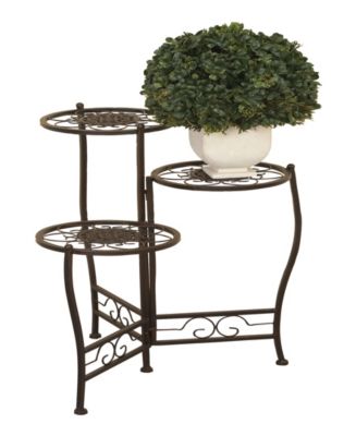 Rosemary Lane Brown Metal Indoor Outdoor 3 Tier Floral Plant Stand - Macy's