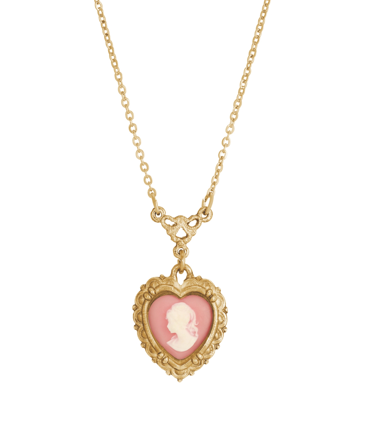 2028 Resin Pink Cameo Heart Necklace In Orange