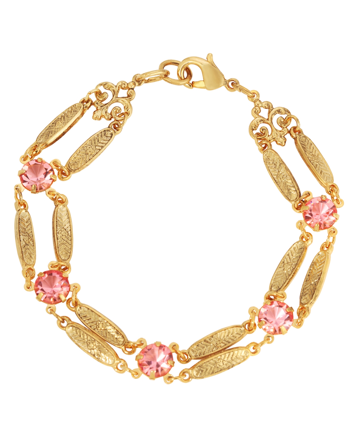 2028 Crystal Gold-tone Link Bracelet In Pink