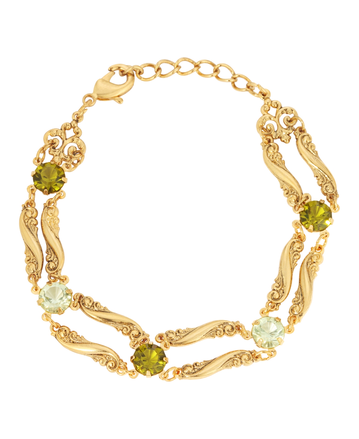 2028 Crystal Gold-tone Link Bracelet In Green