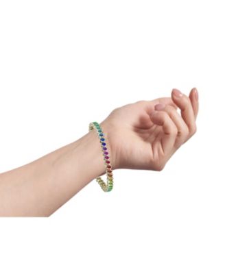 Cubic Zirconia Round Bezel 3mm Set Plating Options Bracelet