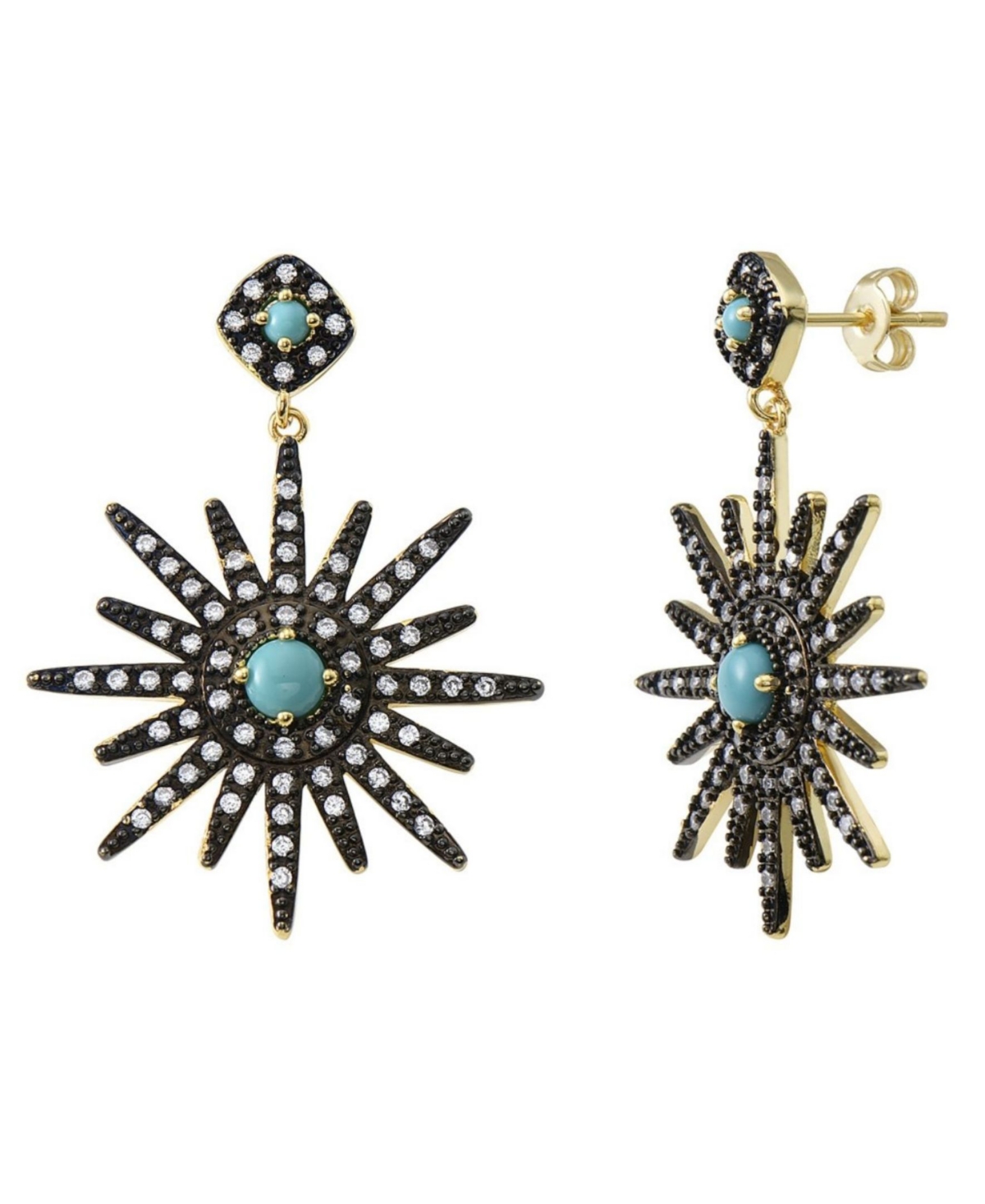 Adornia Faux Turquoise Starburst Earrings In Blue