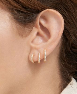 14K Gold Plated Huggie Hoop Earring Pack, 6 Pieces