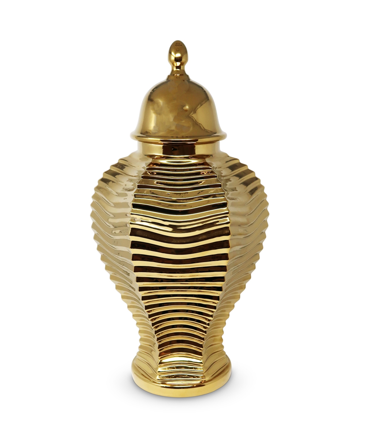 Vivience Ginger Jar And Lid With Pleat Design In Gold