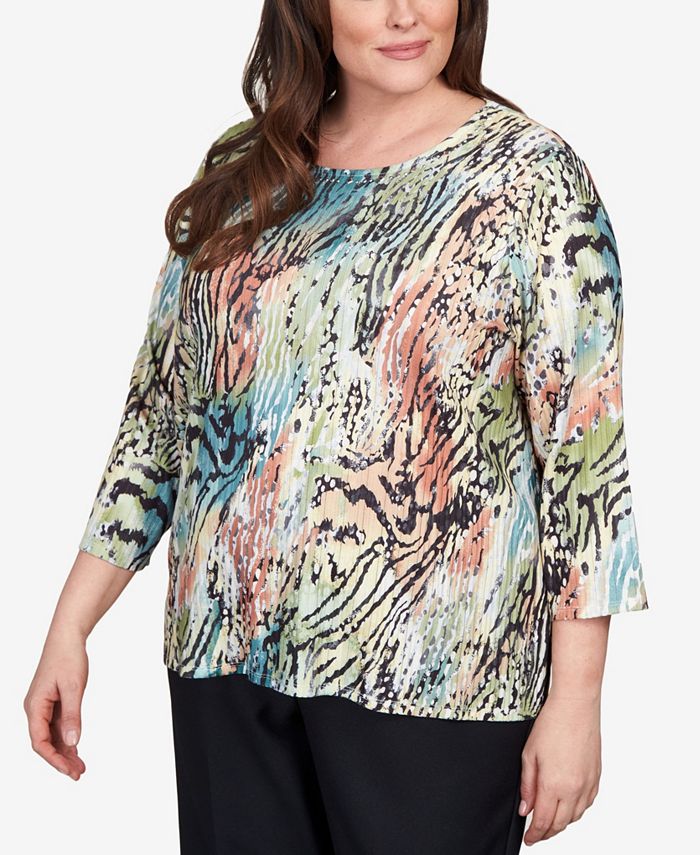 Alfred Dunner Plus Size Classics Abstract Tiger Stripe Top - Macy's