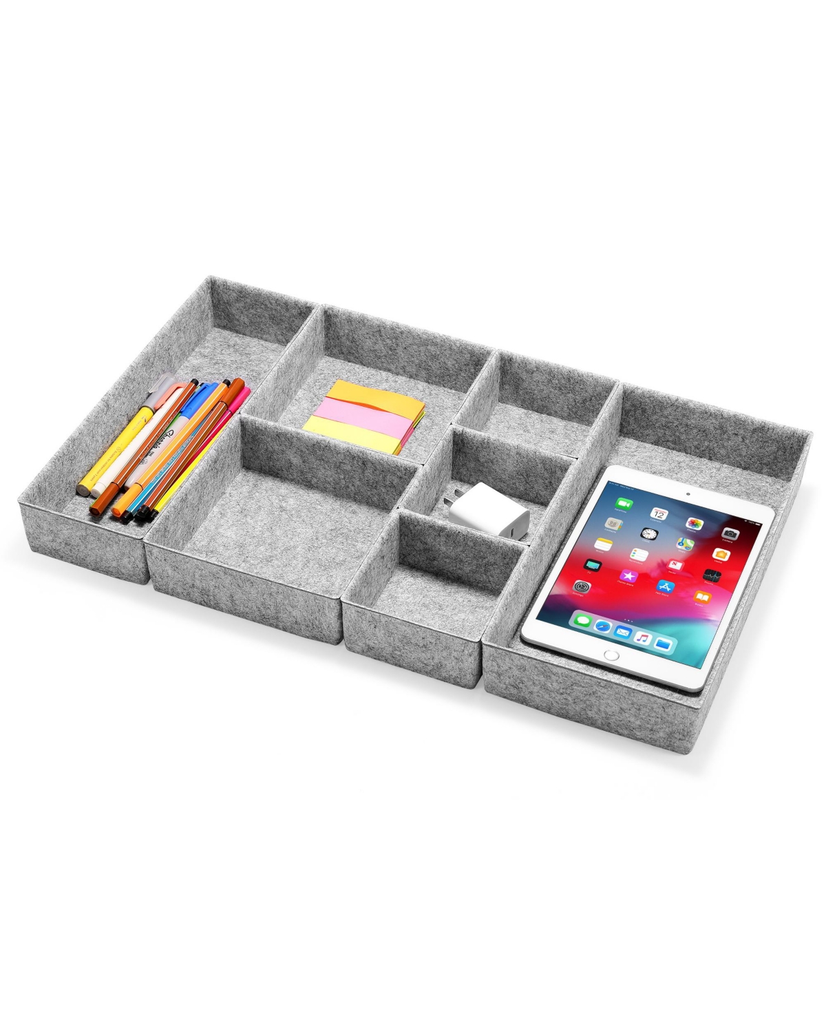 Shop Welaxy Deluxe 7 Piece Rectangular Organizer Bins Gift Boxed Set In Gray