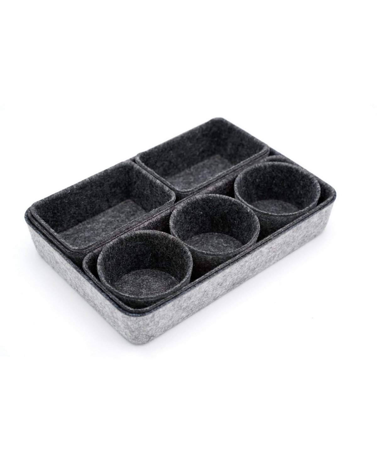 Shop Welaxy 8 Piece Felt Drawer Organizer Set With Round Cups And Trays In Charcoal