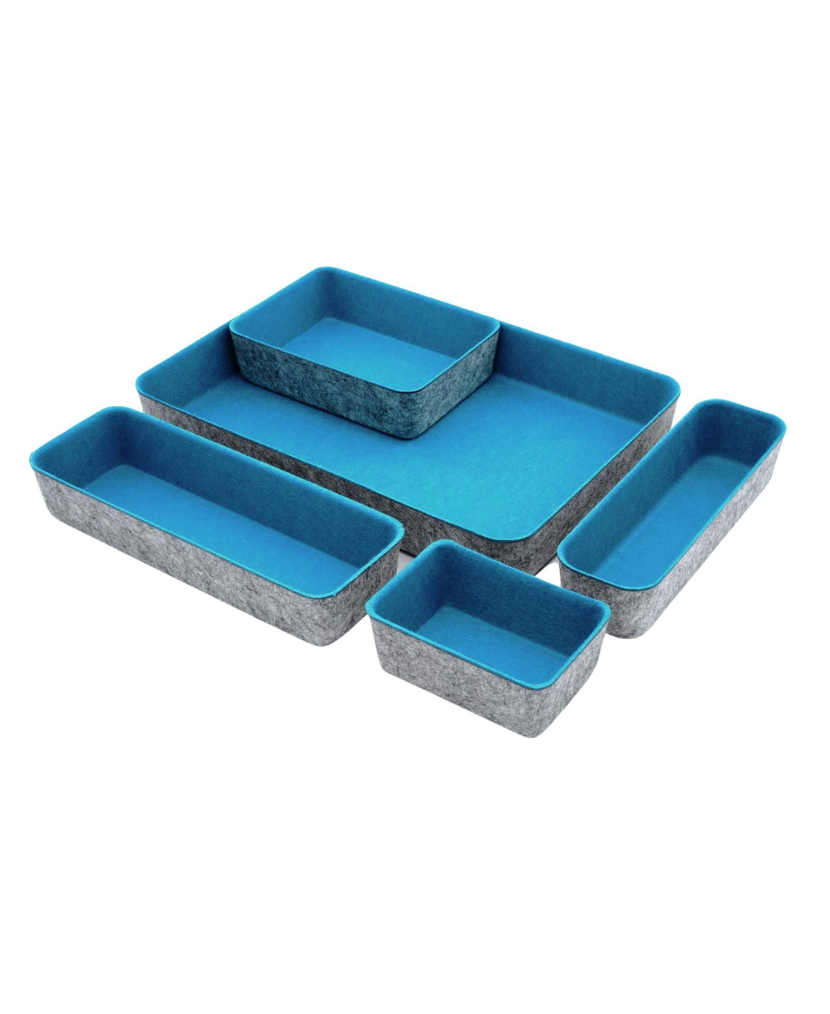 Shop Welaxy Felt 5 Piece Desk And Drawer Organizer Tray Set In Turquoise