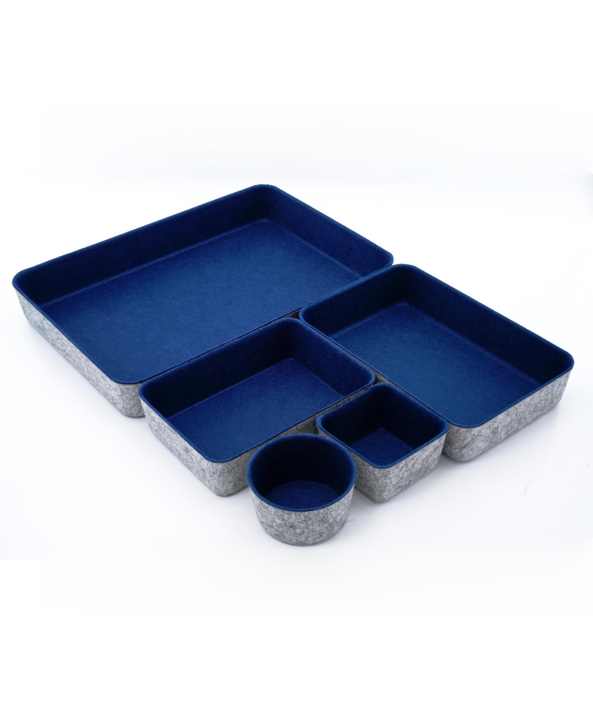 Shop Welaxy Felt 5 Piece Desk And Drawer Organizer Bin Set In Navy