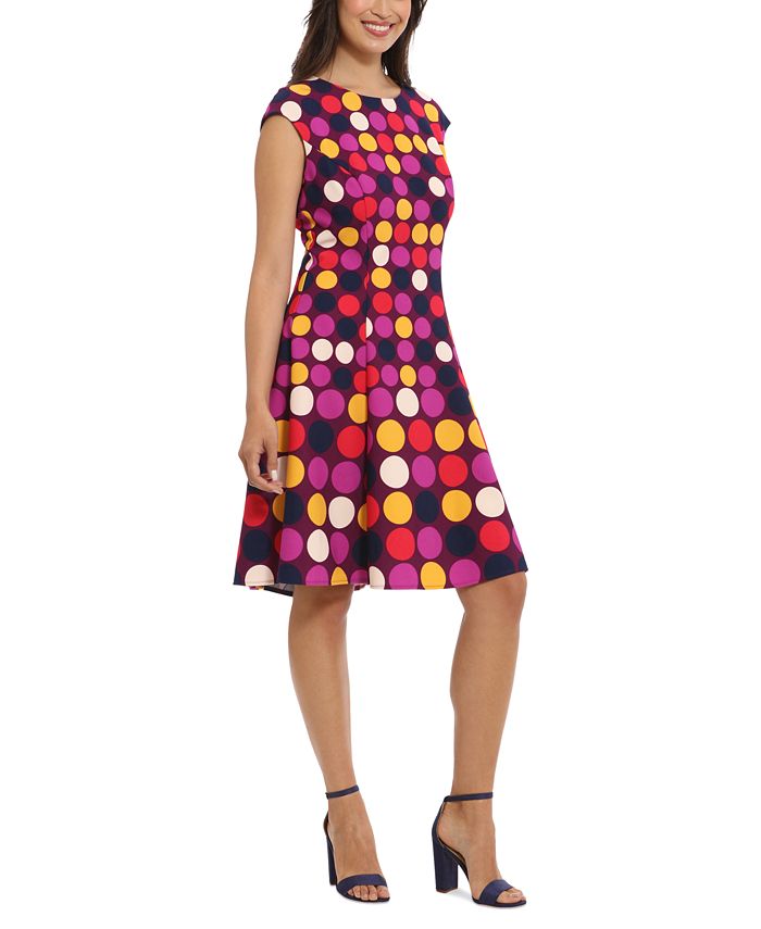 London Times Women's Polka-Dot Fit & Flare Dress - Macy's