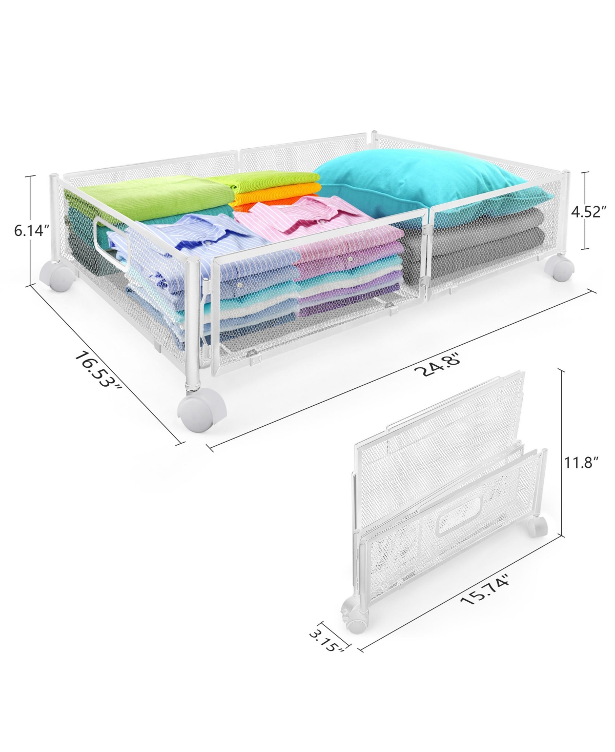 Mega Casa Under Bed Storage Containers with Wheels, Under Bed Organizer Drawer for Clothes, Toy, 2 Packs