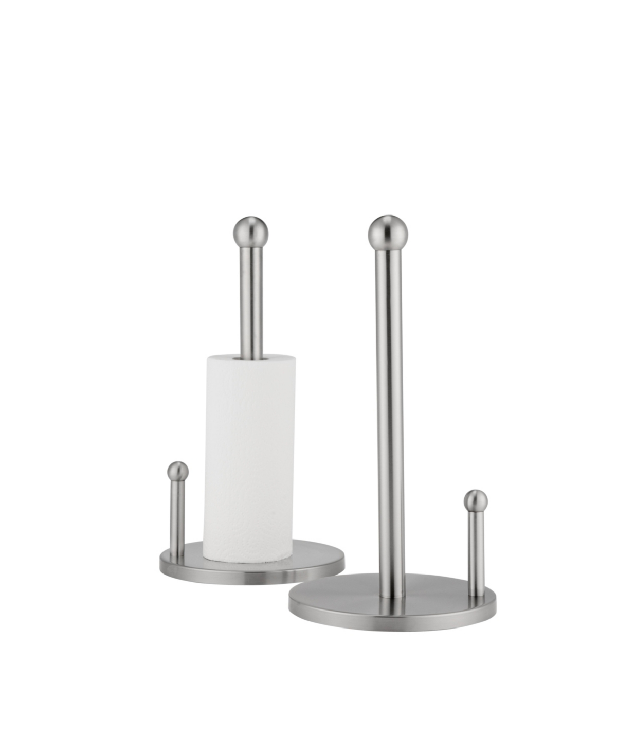 Set of 2 Stainless Steel Paper Towel Holders - Silver