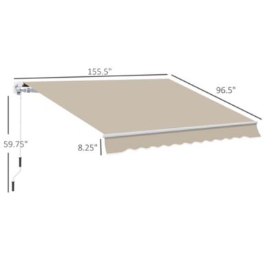 13' x 8' Manual Retractable Awning Sunshade Shelter,