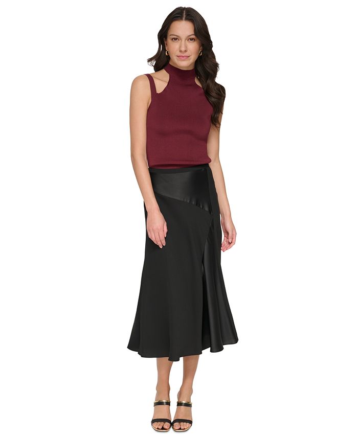DKNY Women's Mixed-Media Midi Skirt - Macy's