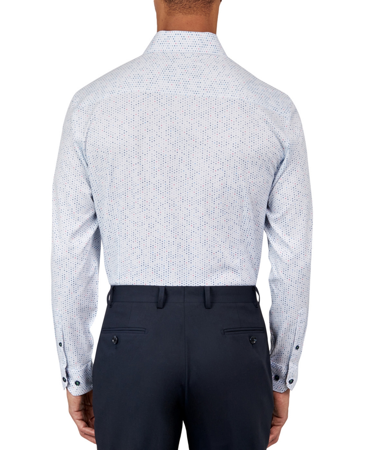 Society of Threads Men's Regular Fit Non-Iron Dot Print Performance Dress Shirt