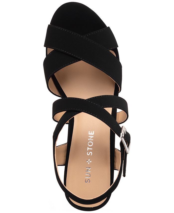 Sun + Stone Raynaa Strrappy Slingback Platform Wedge Dress Sandals ...