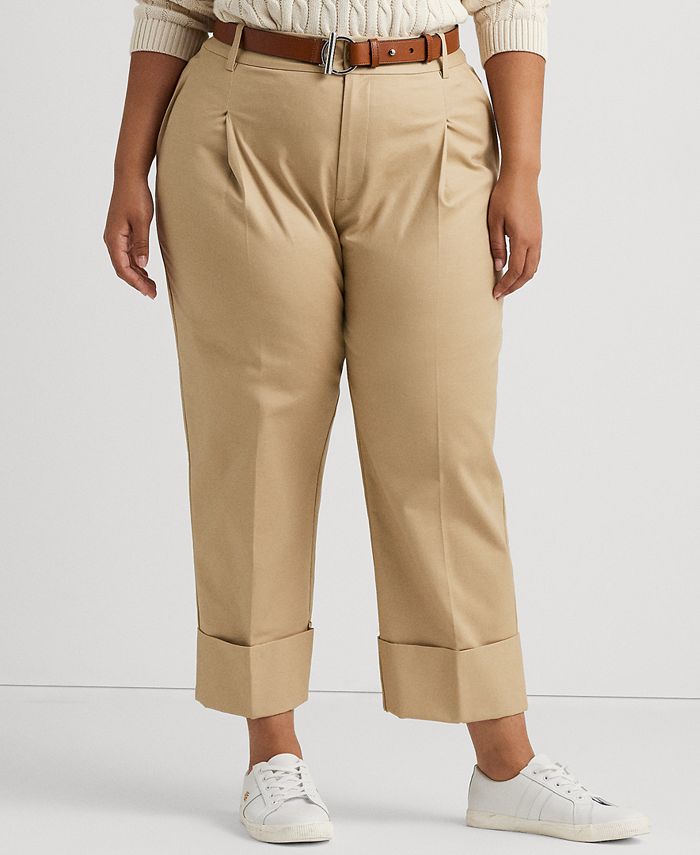 Lauren Ralph Lauren Plus Size High-Rise Pleated Ankle Pants - Macy's
