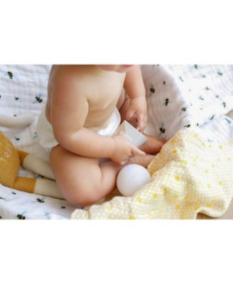 Baby Certified Organic Muslin Four-Layer Reversible All Season Snug Blanket, Bee