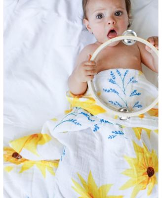 Baby GOTS Certified Organic Cotton Muslin Swaddle, Sunflower