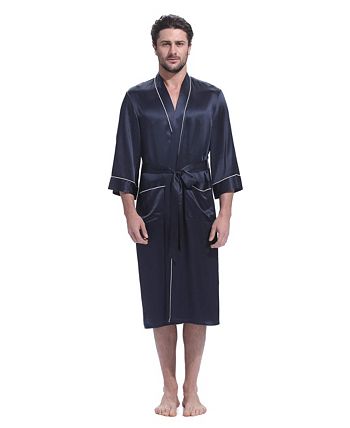 LILYSILK 22 Momme Kimono Silk Robe with Piping for Men - Macy's
