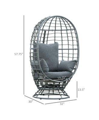 Outdoor Wicker Egg Chair with Cushions and Swivel Seat,