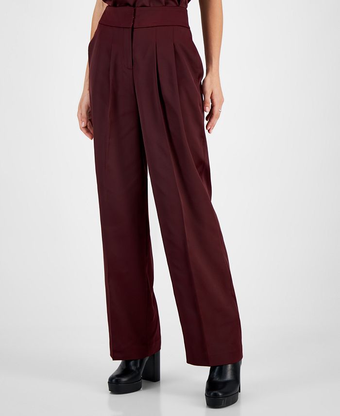 Bar III Women's Satin Wide-Leg Pants, Created for Macy's - Macy's