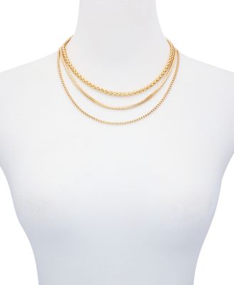 Gold-Tone Mixed Chain Trio Layering Necklace Set, 3 piece