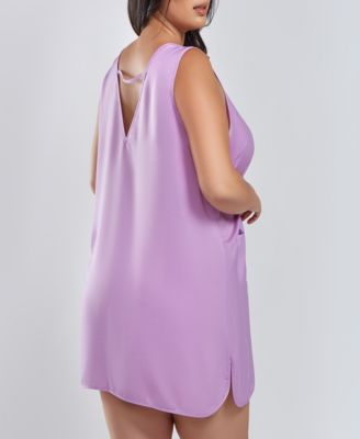 Plus Size Peyton Satin Sleeveless Nightgown with Pockets