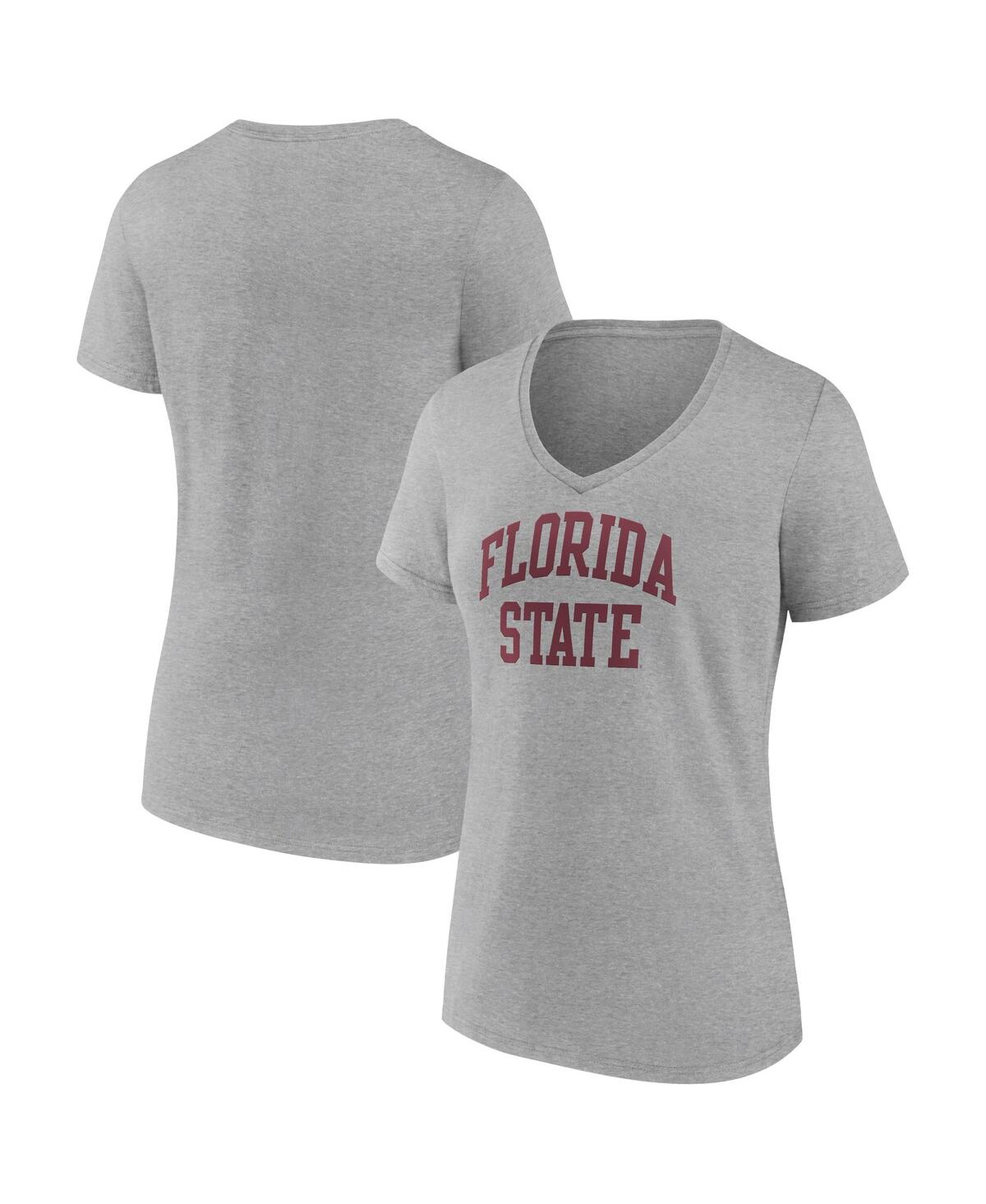 Fanatics Women's  Heather Gray Mississippi State Bulldogs Basic Arch V-neck T-shirt In Heather Gray