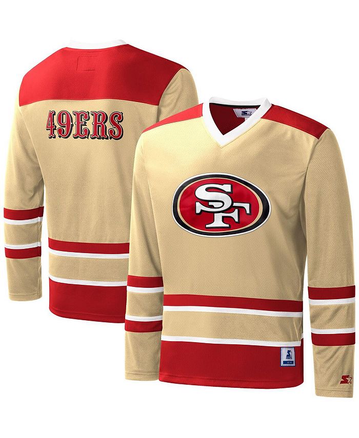 Starter Men's Gold San Francisco 49ers Cross-Check V-Neck Long Sleeve T- shirt - Macy's