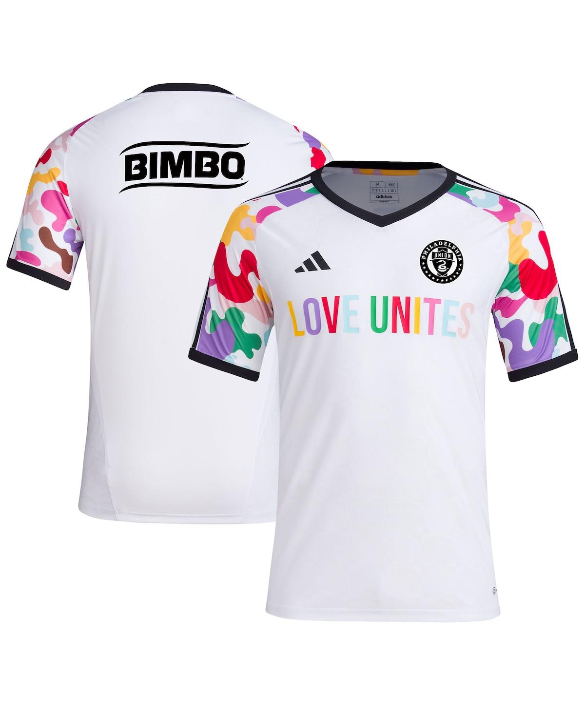 Men's adidasPhiladelphia Union 2023 Pride Pre-Match Top - White