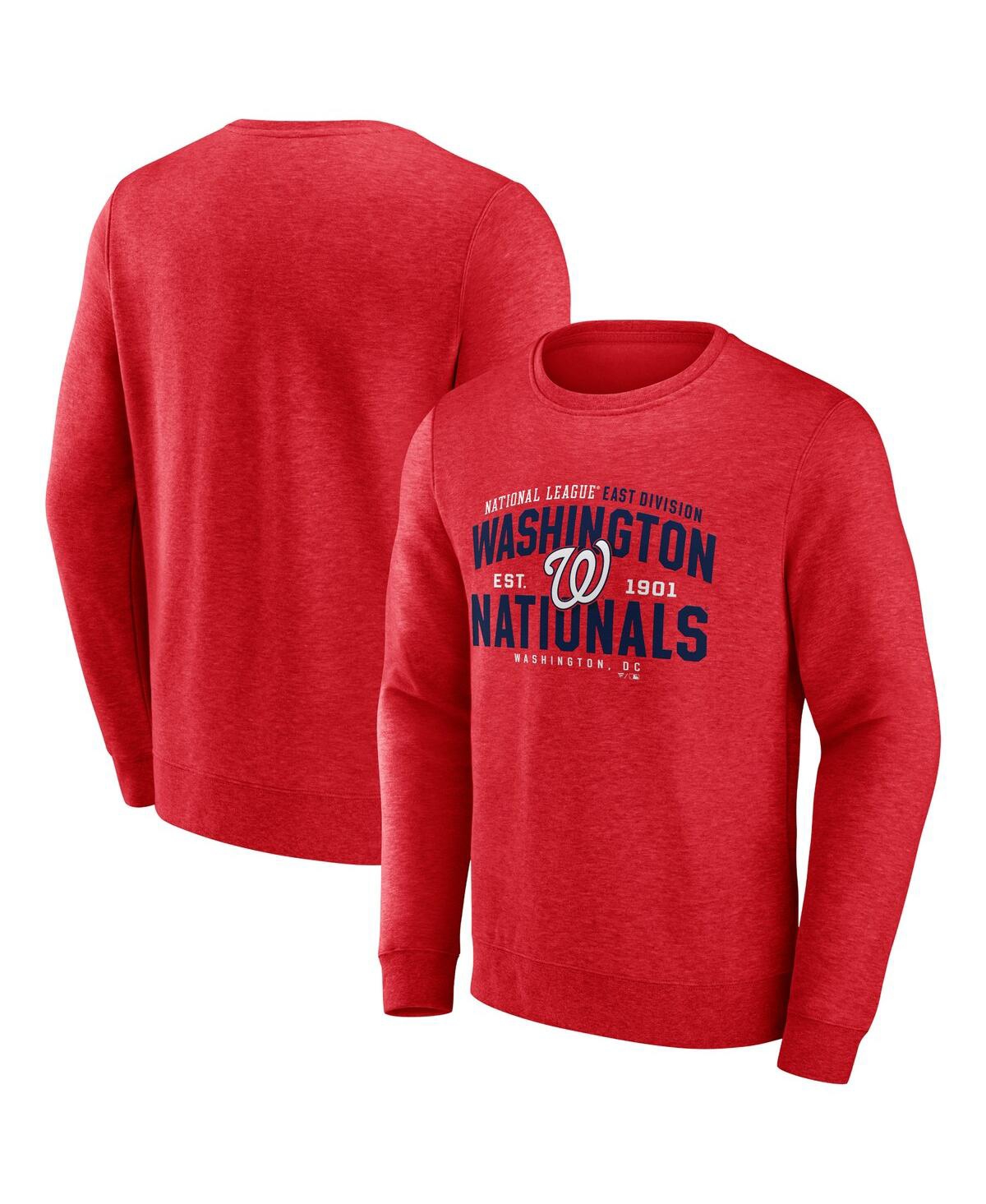 Shop Fanatics Men's  Heathered Red Washington Nationals Classic Move Pullover Sweatshirt