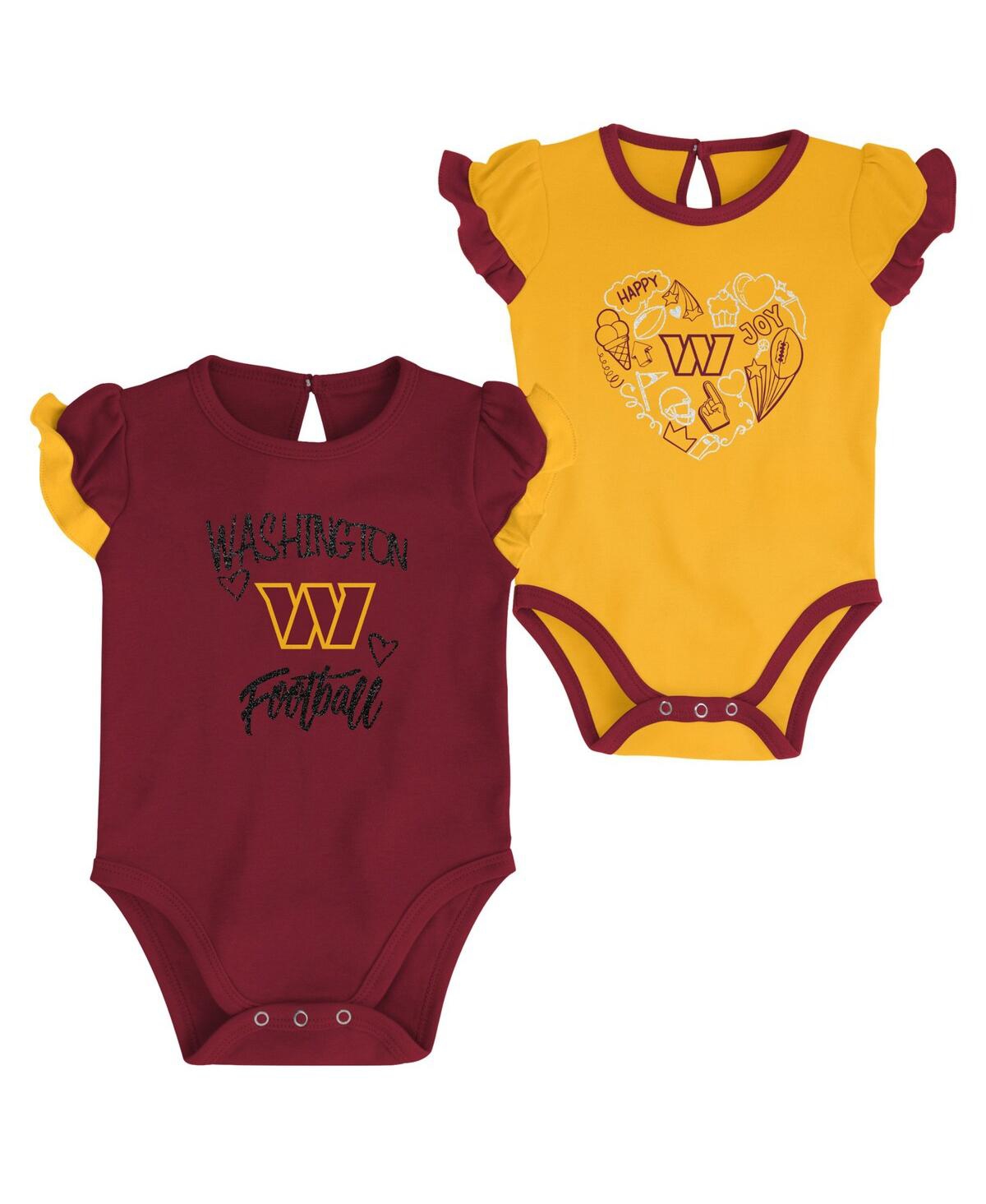 Newborn and Infant Boys and Girls Gold Washington Commanders Too Much Love Two-Piece Bodysuit Set - Gold