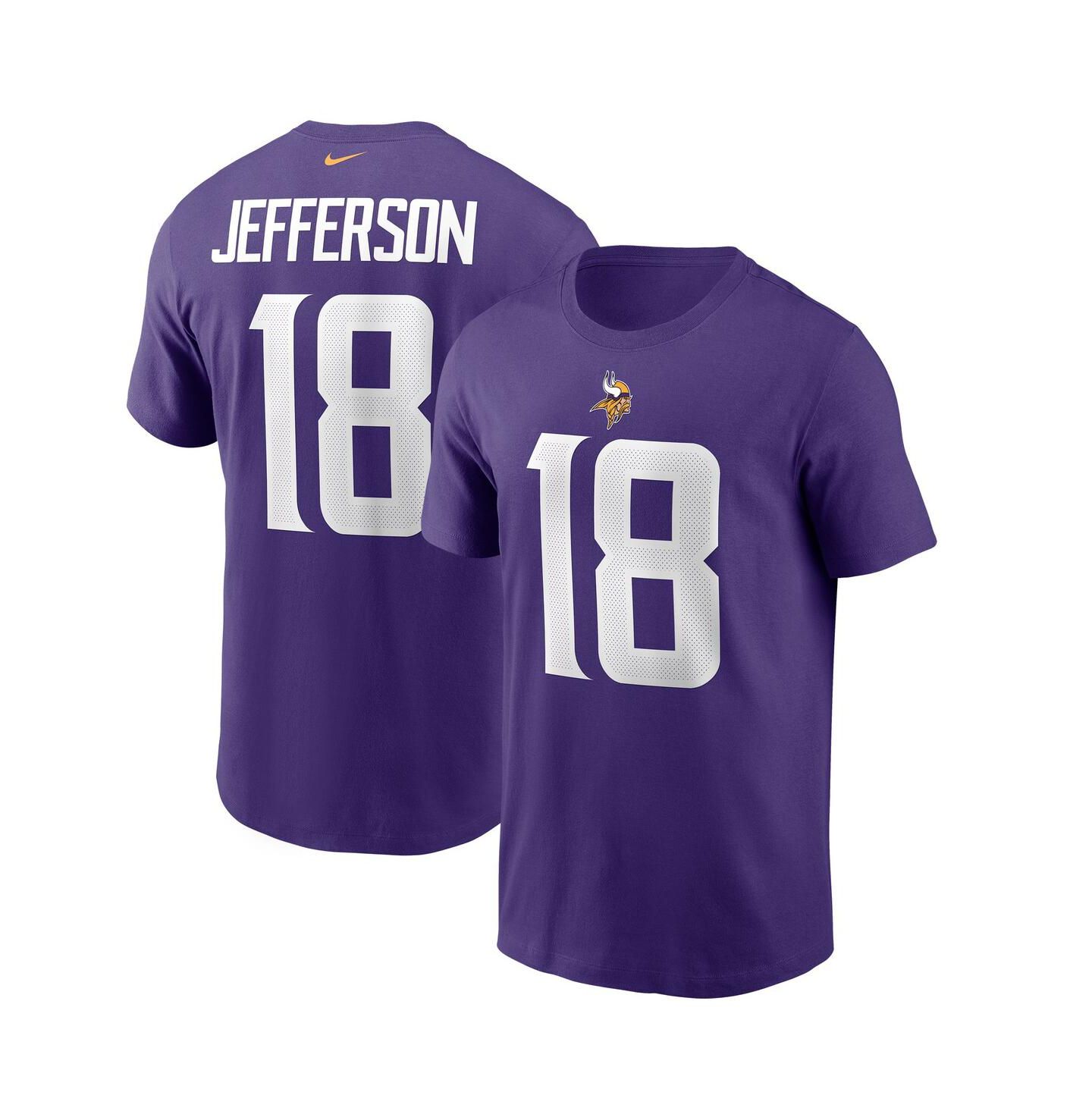 Мужская футболка Nike Justin Jefferson Purple Minnesota Vikings Player Name and Number — фото 2