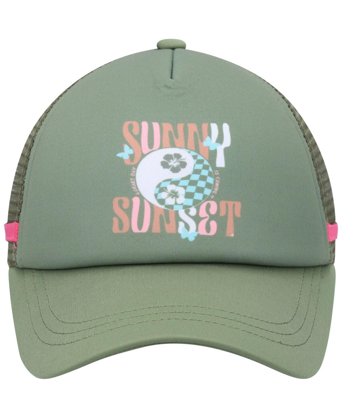 Shop Roxy Women's  Green Dig This Trucker Snapback Hat
