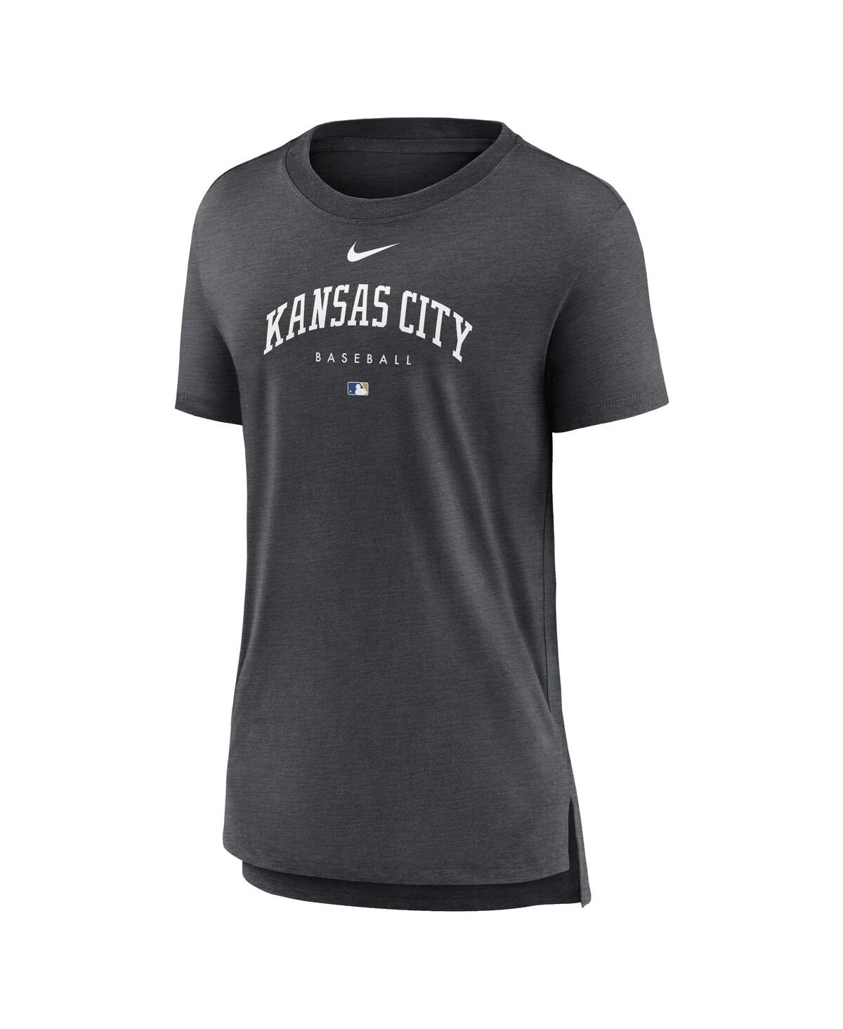 Nike Women's  Heather Charcoal Kansas City Royals Authentic Collection Early Work Tri-blend T-shirt In Heather Charcoal