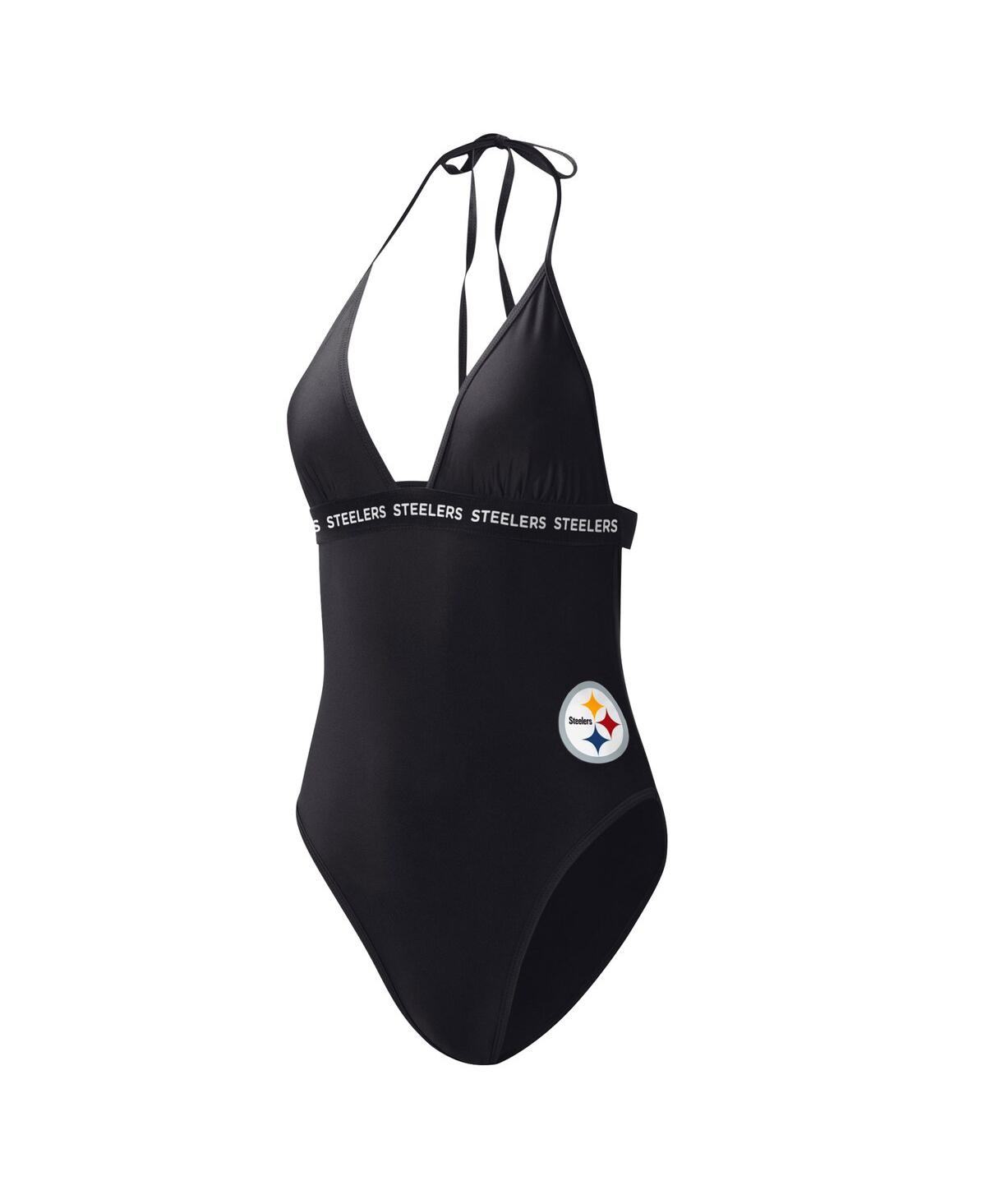 G-III 4HER BY CARL BANKS WOMEN'S G-III 4HER BY CARL BANKS BLACK PITTSBURGH STEELERS FULL COUNT ONE-PIECE SWIMSUIT 