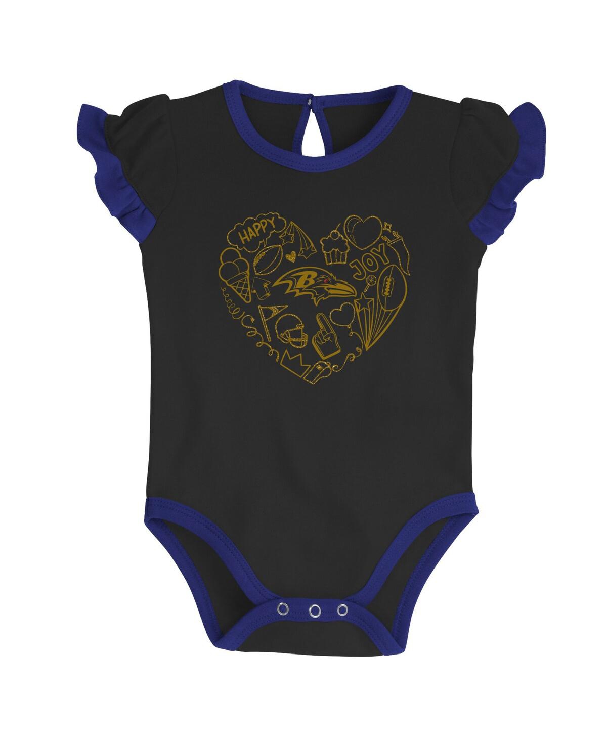 Shop Outerstuff Newborn And Infant Boys And Girls Purple, Black Baltimore Ravens Too Much Love Two-piece Bodysuit Se In Purple,black