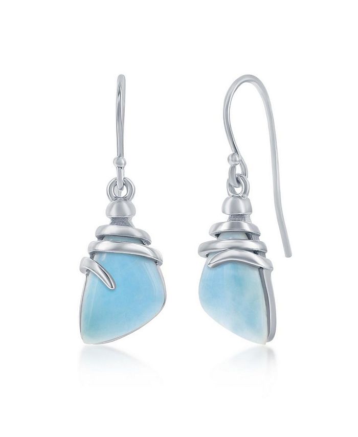 Caribbean Treasures Sterling Silver Irregular Shaped Larimar Twist ...