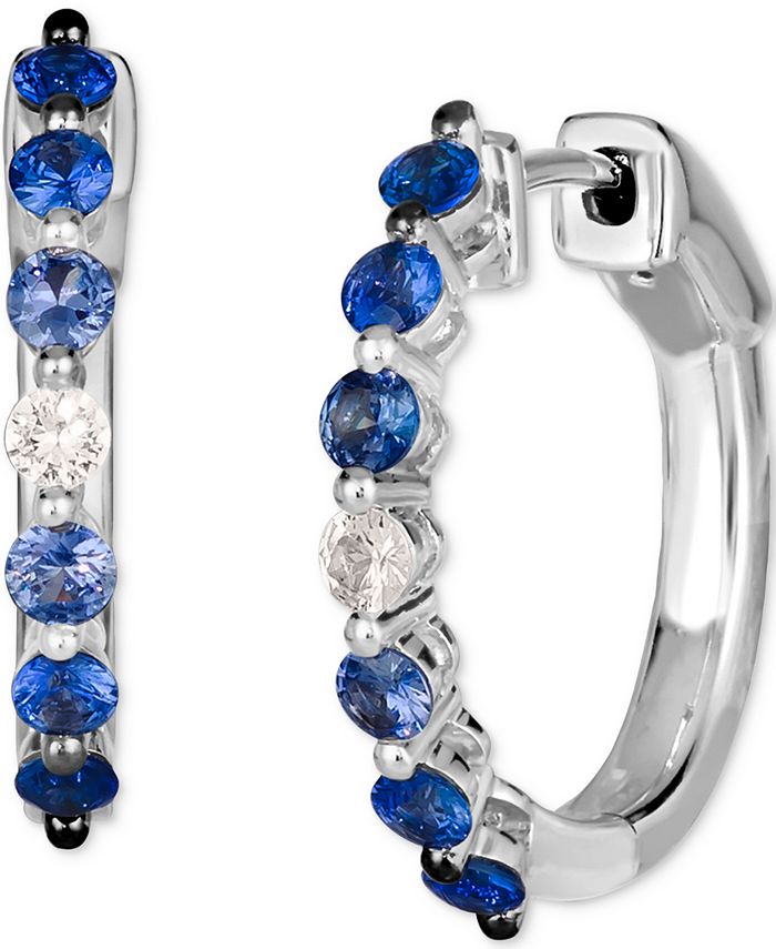 Sapphire & Diamond Small Hoops 14K Yellow Gold / Blue Sapphire